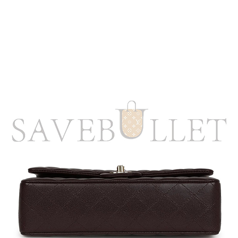 CHANEL MEDIUM CLASSIC DOUBLE FLAP DARK PURPLE CAVIAR GOLD HARDWARE (25.5*15.5*6.5cm)